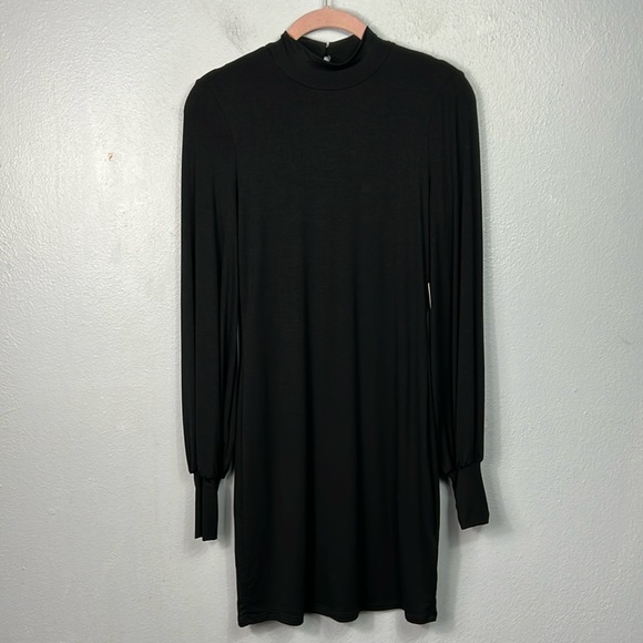 Lulus New with Tag Long Sleeve Mock Neck Mini Little Black Dress Small - Picture 1 of 9